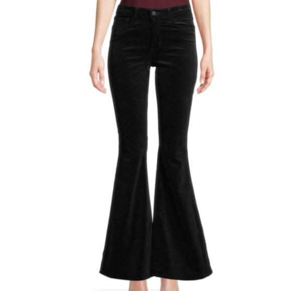 L' Agence Solana Black Velvet Flared Pants, Size 28 (Measures 30.5 x 30.25 in) - Picture 2 of 11